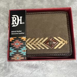 Red Dirt Hat Co Bifold Wallet Suede Leather Southwest Woven Inlay Western Cowboy
